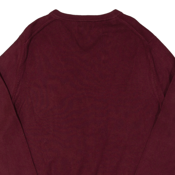 NAUTICA Mens Jumper Maroon V-Neck Tight Knit M For Discount