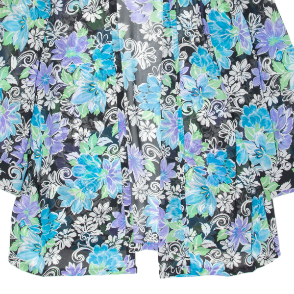 FINK Sheer Womens Kimono Blouse Blue Long Sleeve 90s Floral UK 14 Online