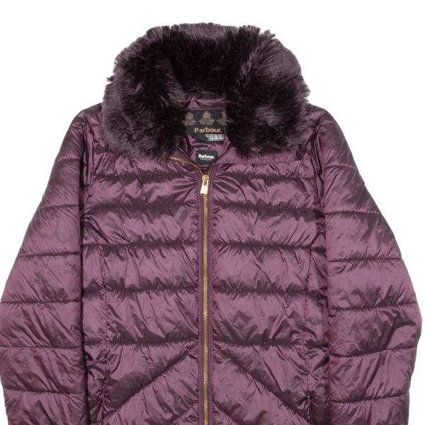 BARBOUR Shannon Quilt Insulated Womens Puffer Jacket Purple UK 10 For Discount