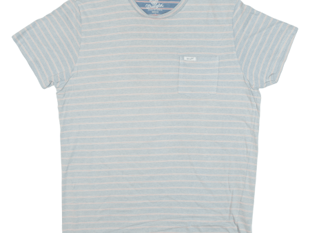 WRANGLER Striped Mens T-Shirt Blue L For Sale