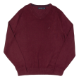 NAUTICA Mens Jumper Maroon V-Neck Tight Knit M For Discount