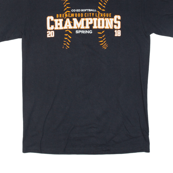 PORT&COMPANY Co Ed Softball 2018 Brentwood City Spring Champions Mens T-Shirt Black USA M Fashion