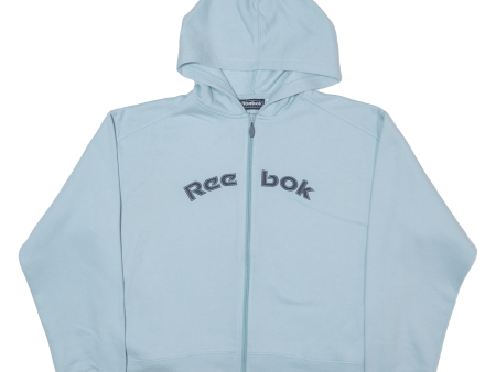 REEBOK Crop Womens Blue Hoodie Full Zip UK 16 Sale