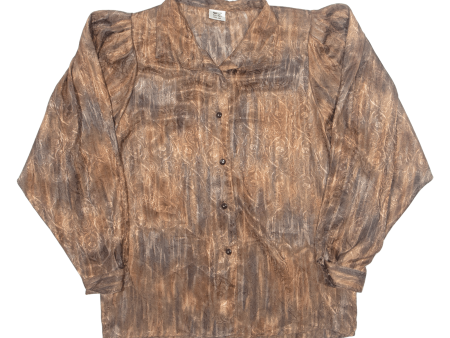 CHARLES VOGELE Womens Printed Shirt Brown Collared Long Sleeve Crazy Pattern M Online