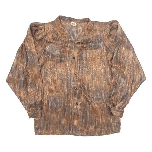 CHARLES VOGELE Womens Printed Shirt Brown Collared Long Sleeve Crazy Pattern M Online