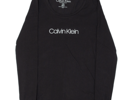 CALVIN KLEIN Sleepwear Womens T-Shirt Black Long Sleeve S For Cheap