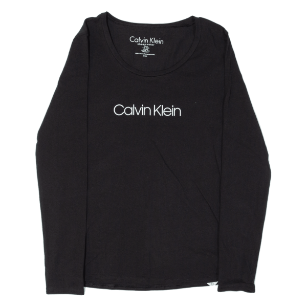 CALVIN KLEIN Sleepwear Womens T-Shirt Black Long Sleeve S For Cheap