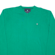 BASEFIELD Mens Jumper Green V-Neck Tight Knit L Hot on Sale