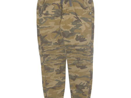 FSBN Camo Jogger Mens Trousers Brown Slim Tapered W24 L28 on Sale