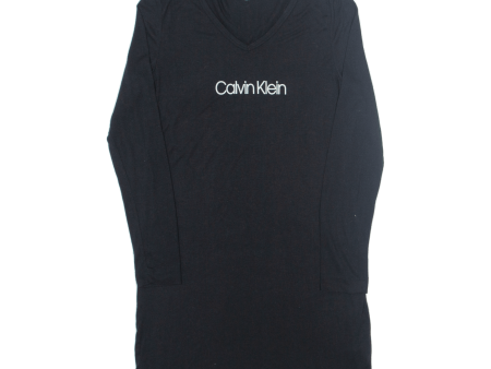 CALVIN KLEIN Sleepwear Womens T-Shirt Dress Black Long Sleeve Knee Length S Fashion