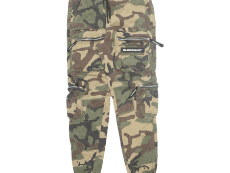 BLACKSQUAD Camo Cargo Jogger Mens Trousers Green Slim Tapered W26 L30 Online now