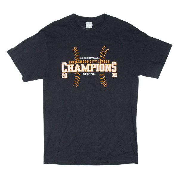 PORT&COMPANY Co Ed Softball 2018 Brentwood City Spring Champions Mens T-Shirt Black USA M Fashion