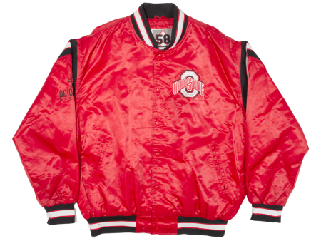 58 SPORTS Ohio State Buckeyes Quilted Lined Mens Varsity Jacket Red Nylon USA L Online