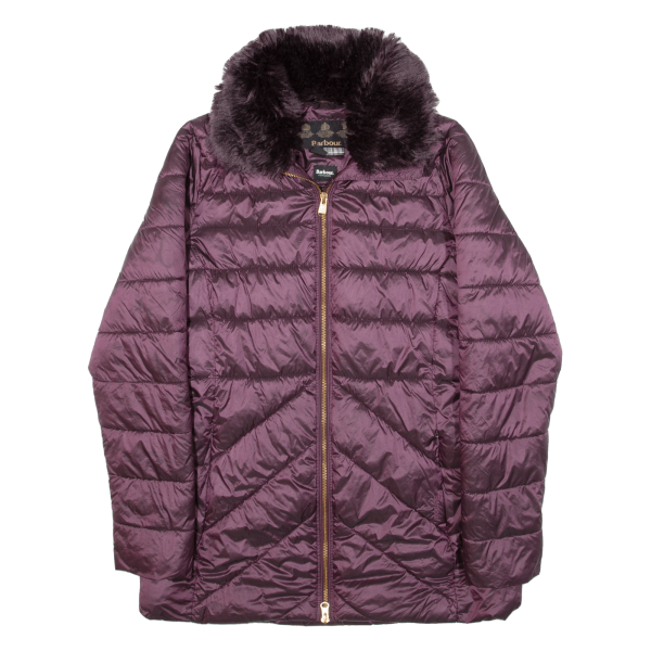 BARBOUR Shannon Quilt Insulated Womens Puffer Jacket Purple UK 10 For Discount