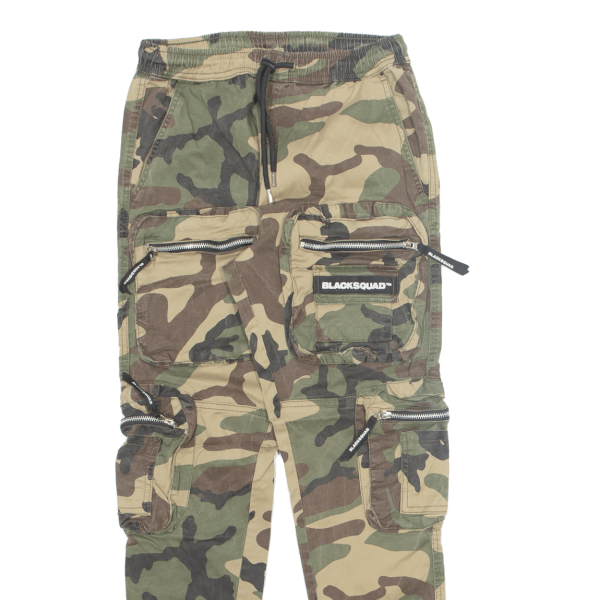 BLACKSQUAD Camo Cargo Jogger Mens Trousers Green Slim Tapered W26 L30 Online now