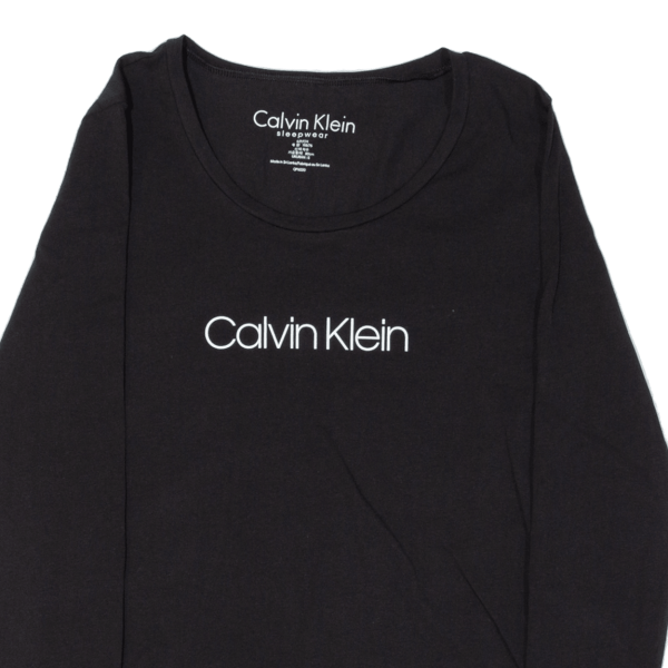 CALVIN KLEIN Sleepwear Womens T-Shirt Black Long Sleeve S For Cheap