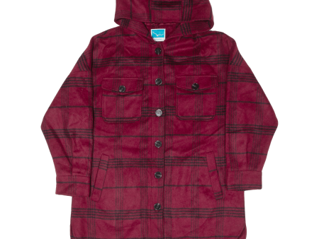 TWINTIP Longline Womens Coat Red Flannel Hooded Plaid M Sale