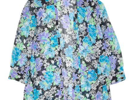 FINK Sheer Womens Kimono Blouse Blue Long Sleeve 90s Floral UK 14 Online