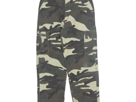 Camo Cargo Mens Trousers Green Regular Straight W26 L26 For Sale