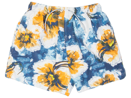 CALVIN KLEIN Mesh Lined Mens Swimming Shorts Blue Relaxed Floral M W28 Cheap