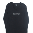 CALVIN KLEIN Sleepwear Womens T-Shirt Dress Black Long Sleeve Knee Length S Fashion