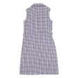 Belted Womens Shirt Dress Blue Check Sleeveless Knee Length M Hot on Sale