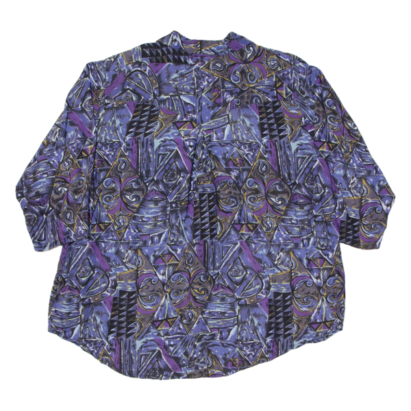 BIBI FASHION Womens Shirt Purple Crazy Pattern 3 4 Sleeve L Cheap