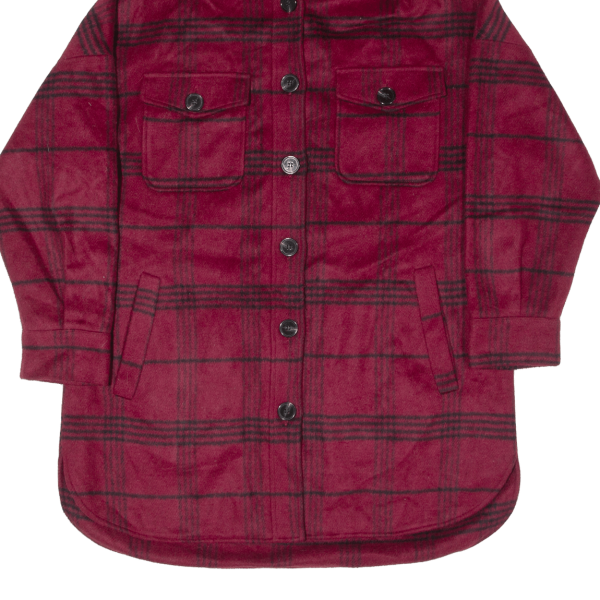 TWINTIP Longline Womens Coat Red Flannel Hooded Plaid M Sale