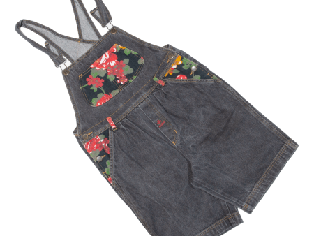 KID KAY Girls Dungarees Black Relaxed Denim Floral 12Y W31 L8 Online Hot Sale