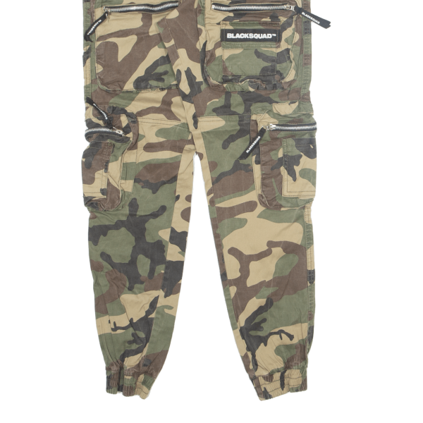 BLACKSQUAD Camo Cargo Jogger Mens Trousers Green Slim Tapered W26 L30 Online now