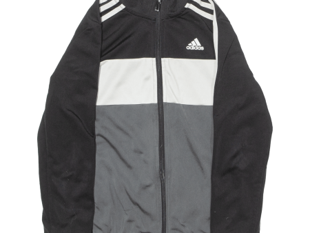 ADIDAS Boys Track Jacket Black Colourblock 9-10Y Online Hot Sale