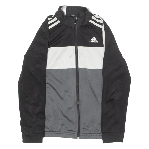 ADIDAS Boys Track Jacket Black Colourblock 9-10Y Online Hot Sale