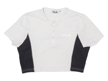 FILA Crop Girls T-Shirt White 1 2 Zip M For Cheap