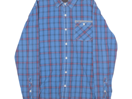 TOMMY HILFIGER Mens Shirt Blue Plaid Long Sleeve L on Sale