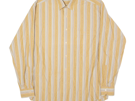 BERTONE Mens Shirt Beige Striped Long Sleeve L Sale