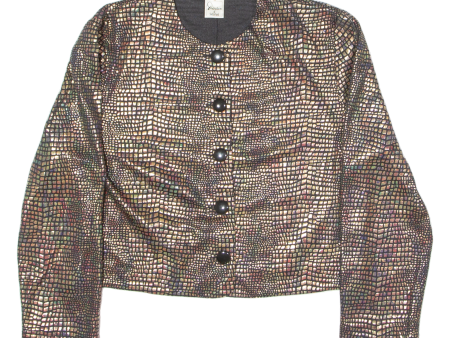 DIVINA OF SWITZERLAND Metallic Scale Womens Jacket Gold 90s S For Discount