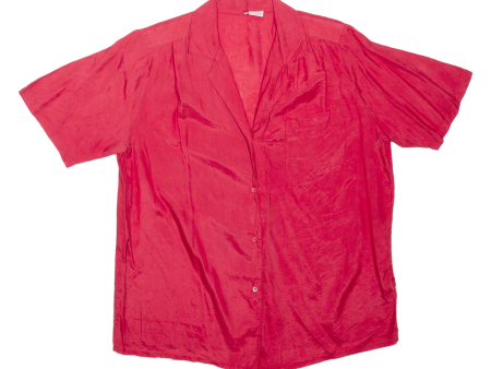 ALKENA Womens Plain Shirt Red Silk M Hot on Sale