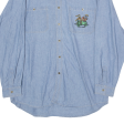 123 Embroidered Character Pocket Mens Shirt Blue 90s Long Sleeve M on Sale