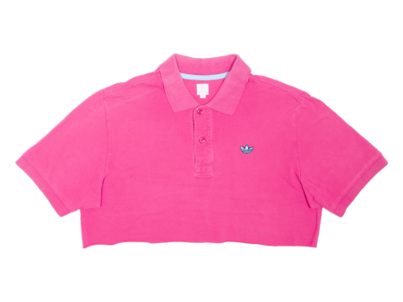 ADIDAS Cropped Womens Polo Shirt Pink M For Discount