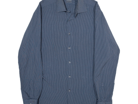 CALVIN KLEIN Slim Fit Mens Shirt Blue Striped Long Sleeve L Fashion