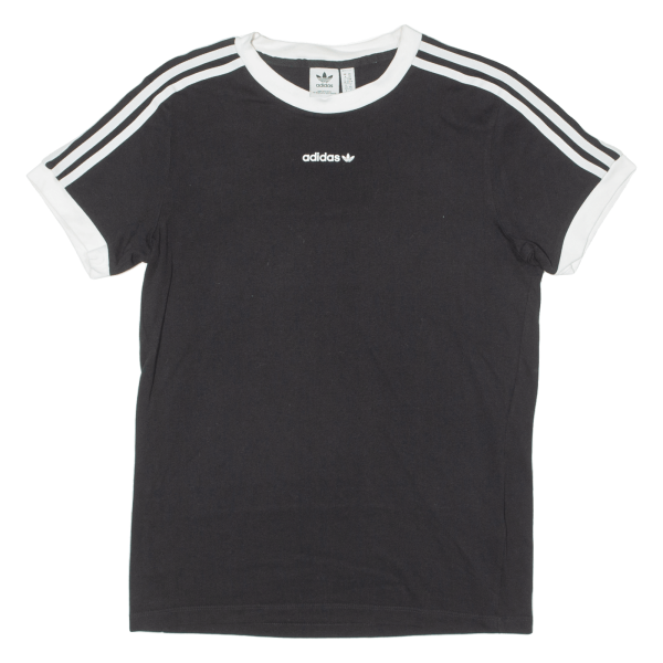 ADIDAS ORIGINALS Womens T-Shirt Black Crew Neck UK 6 Online now