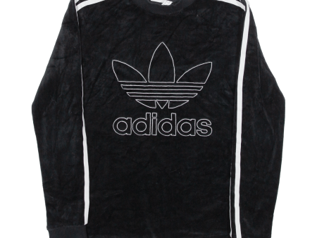 ADIDAS Velvet Womens Sweatshirt Black UK 8 Hot on Sale