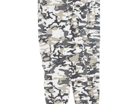 CLOCKHOUSE Camo Cargo Mens Trousers White Regular Tapered W36 L28 Discount