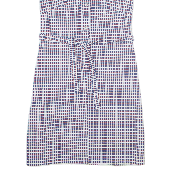 Belted Womens Shirt Dress Blue Check Sleeveless Knee Length M Hot on Sale