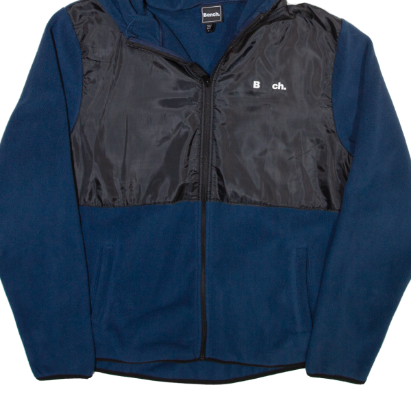 BENCH Mens Fleece Jacket Blue Hooded L Supply