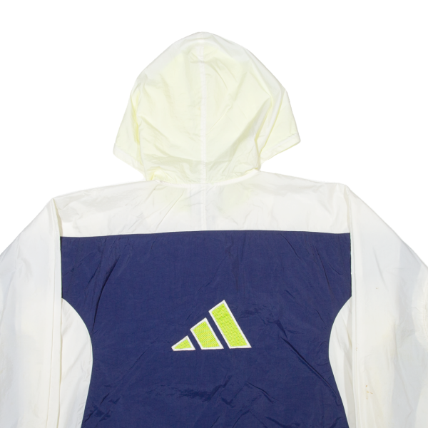 ADIDAS Mens Pullover Jacket Cream Nylon Hooded Colourblock XL For Sale