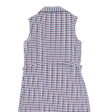 Belted Womens Shirt Dress Blue Check Sleeveless Knee Length M Hot on Sale