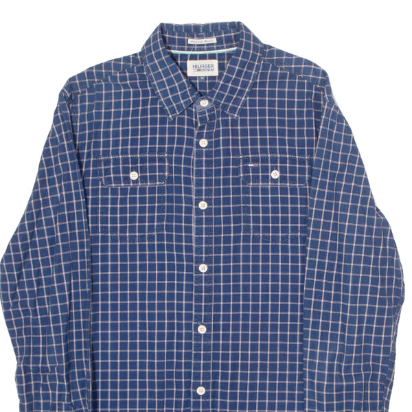 TOMMY HILFIGER Mens Shirt Blue Check Long Sleeve M Online Hot Sale