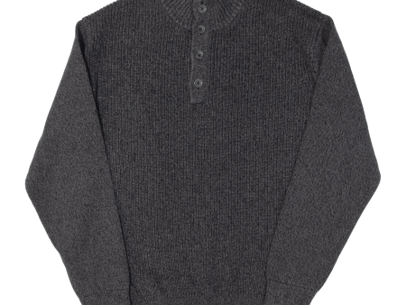 NAUTICA Mens Jumper Grey Button Neck Chunky Knit XL For Cheap