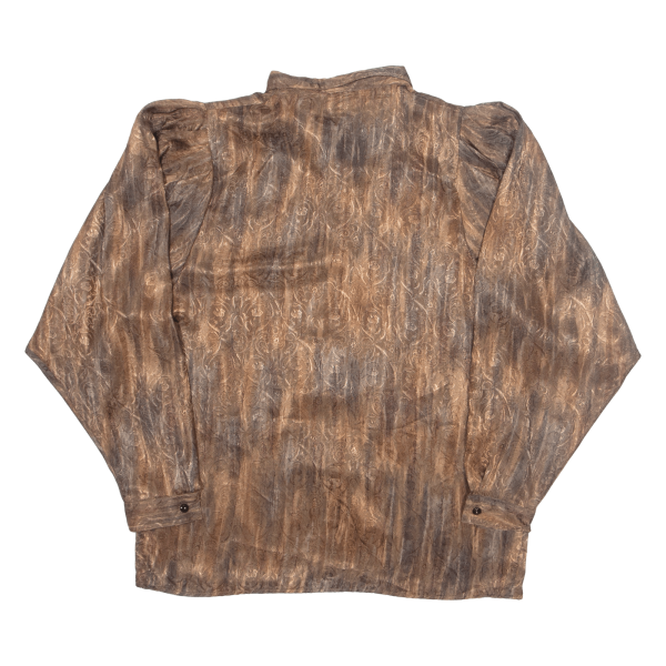 CHARLES VOGELE Womens Printed Shirt Brown Collared Long Sleeve Crazy Pattern M Online